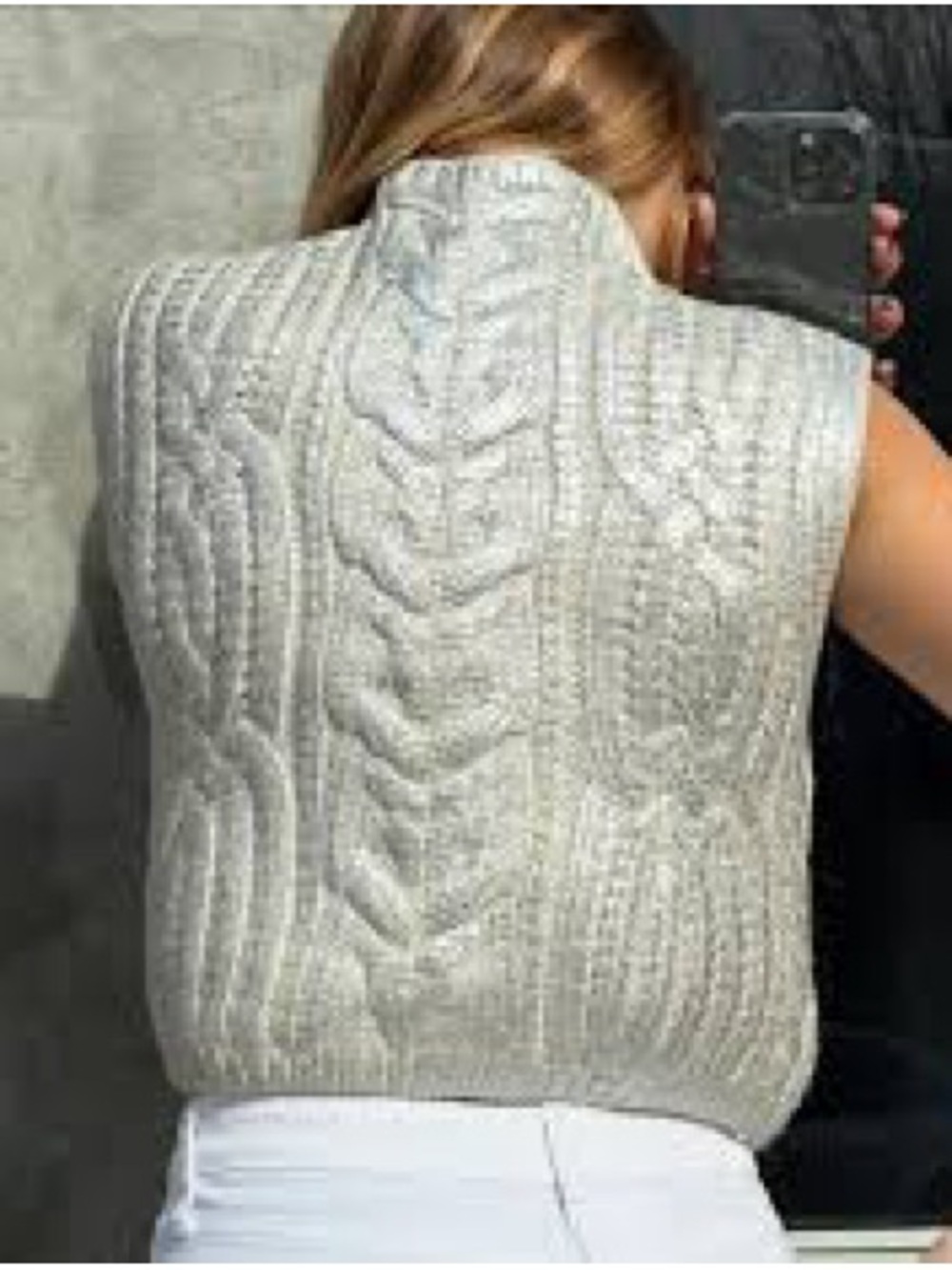 Zara Metallic Cable Knit Sweater Vest Mock Neck Chunky Knit | NWOT Size Large - Picture 2 of 7